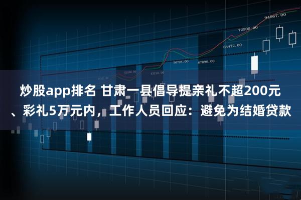 炒股app排名 甘肃一县倡导提亲礼不超200元、彩礼5万元内，工作人员回应：避免为结婚贷款